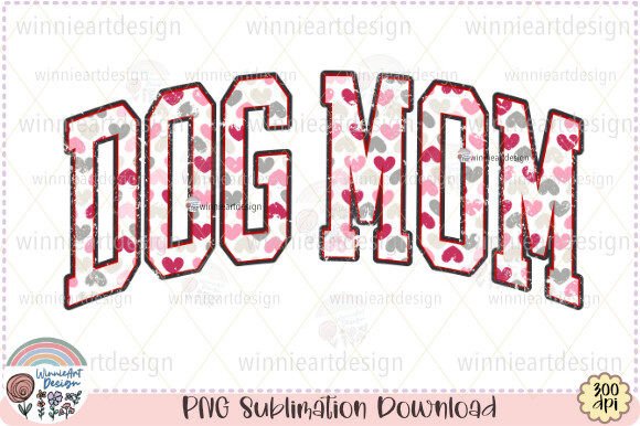 Charming Dog Mom Hearts Retro Varsity Distressed