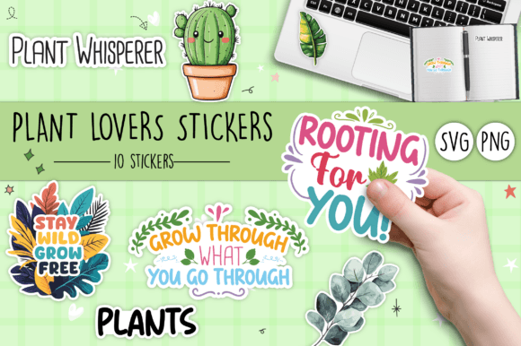 Charming Plant Lover Stickers SVG and PNG