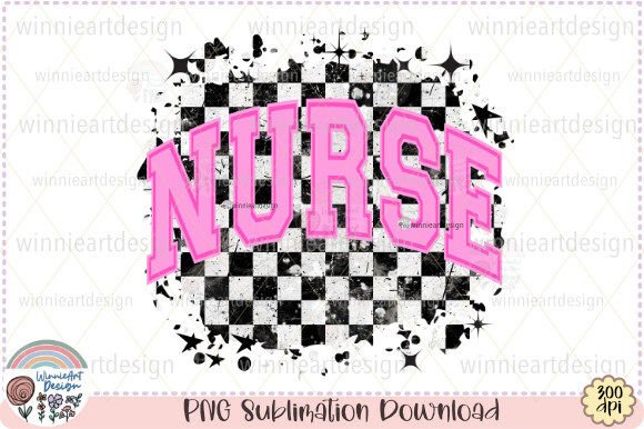 Nurse Retro Checkered Grunge Rocker Mom